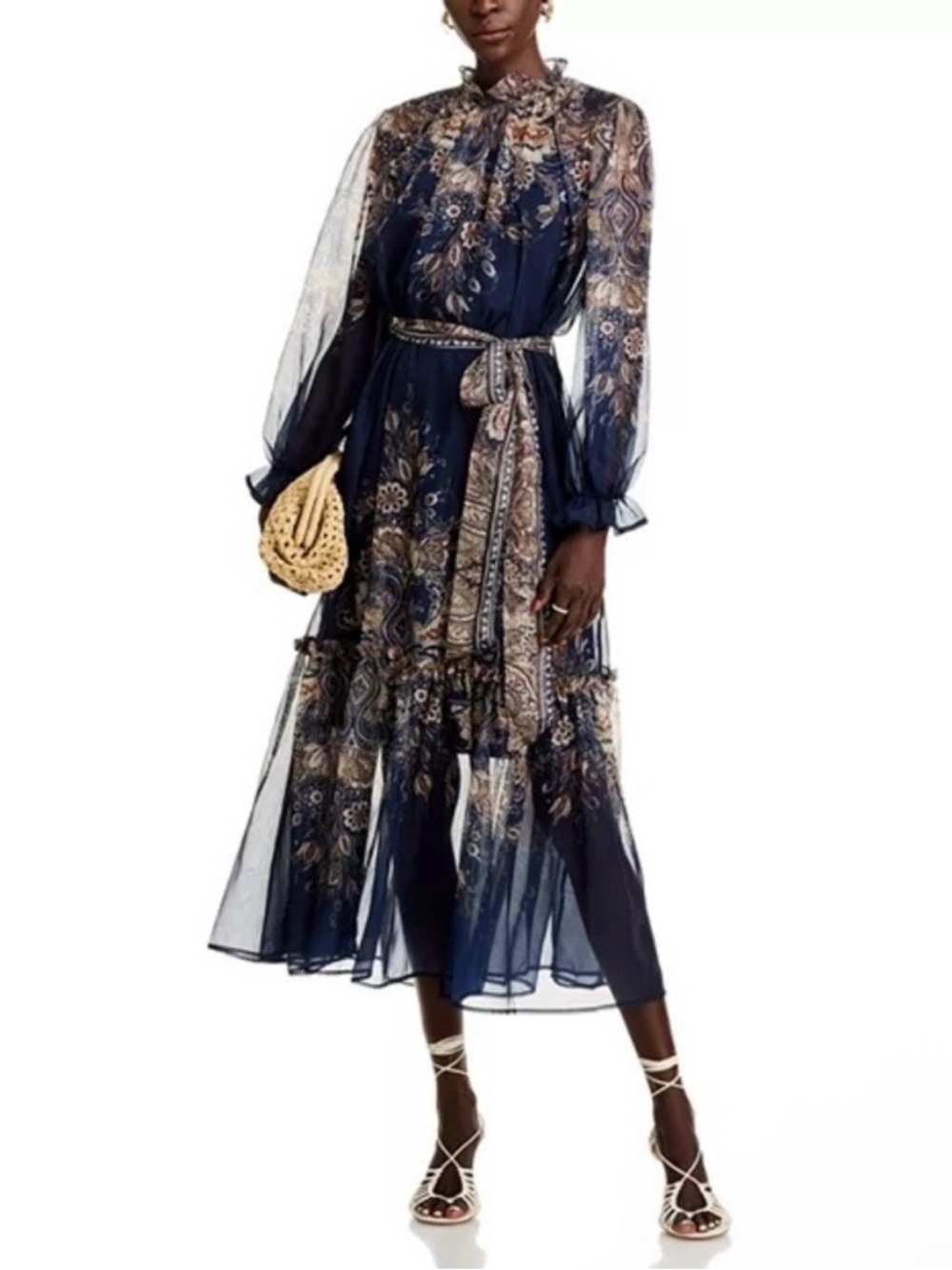 Nancy Yang Ruffled Sheer Sleeve Dress Bloomingdale’s ✨$195 NEW Sz XS/ S